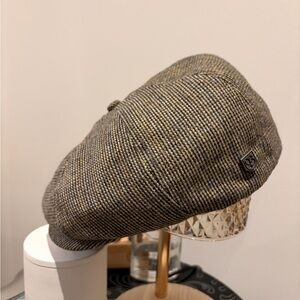 Brixton Tweed Newsboy Cap in Brown and Black